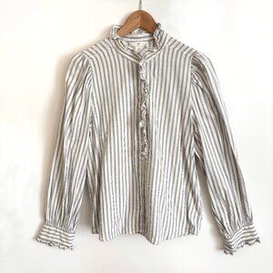 H&M Women's Ruffled Cotton Shirt Size M Striped